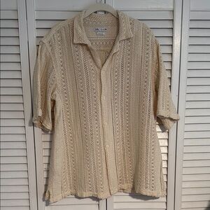 Zara Cream Knit Button-Up Shirt